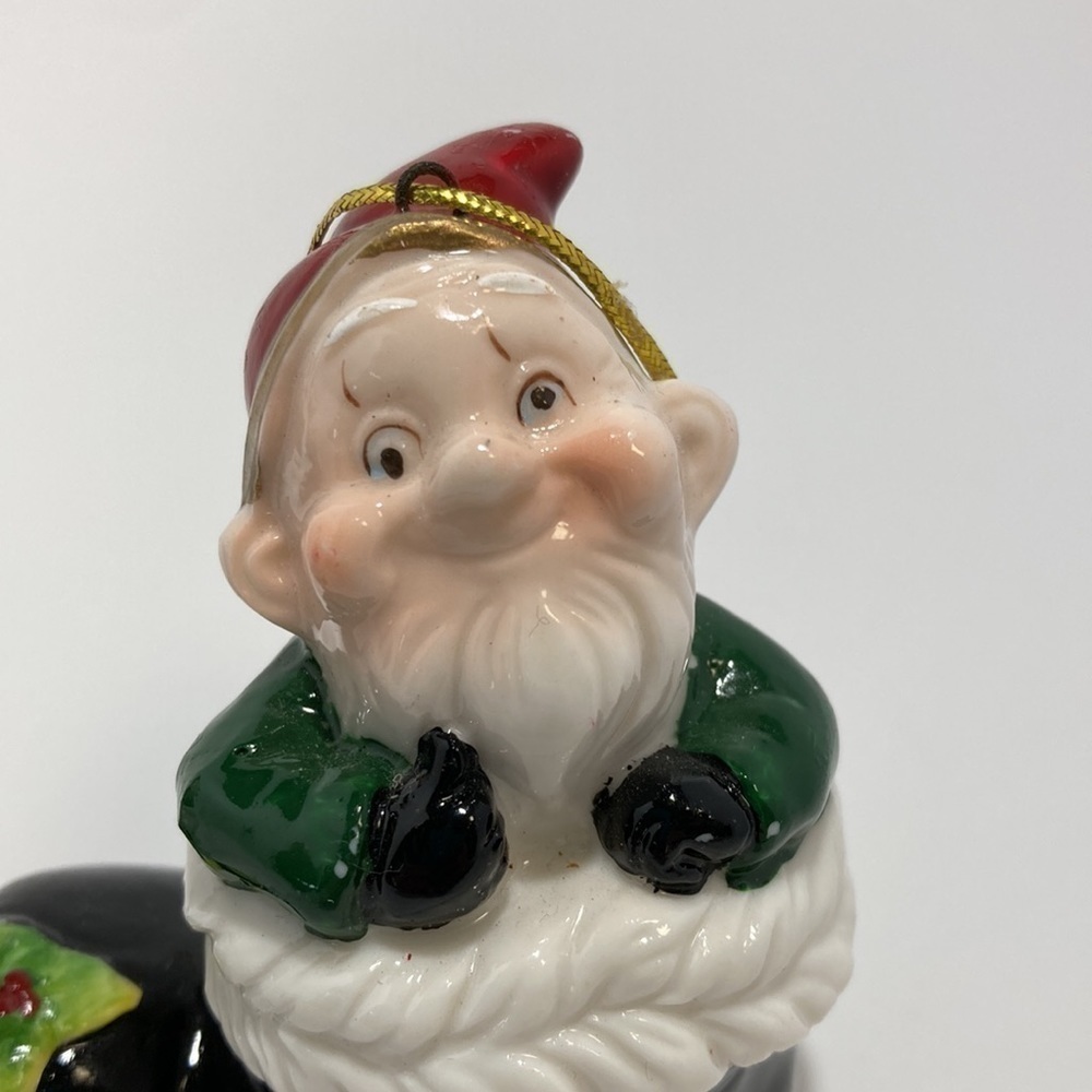 Elf Santa in a Boot Ceramic Ornament Vintage - Picture 8 of 8